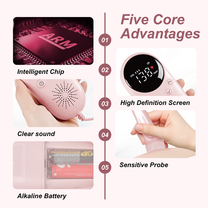 Fetal doppler for Home Use, Portable Health Assistant, High Definition Display