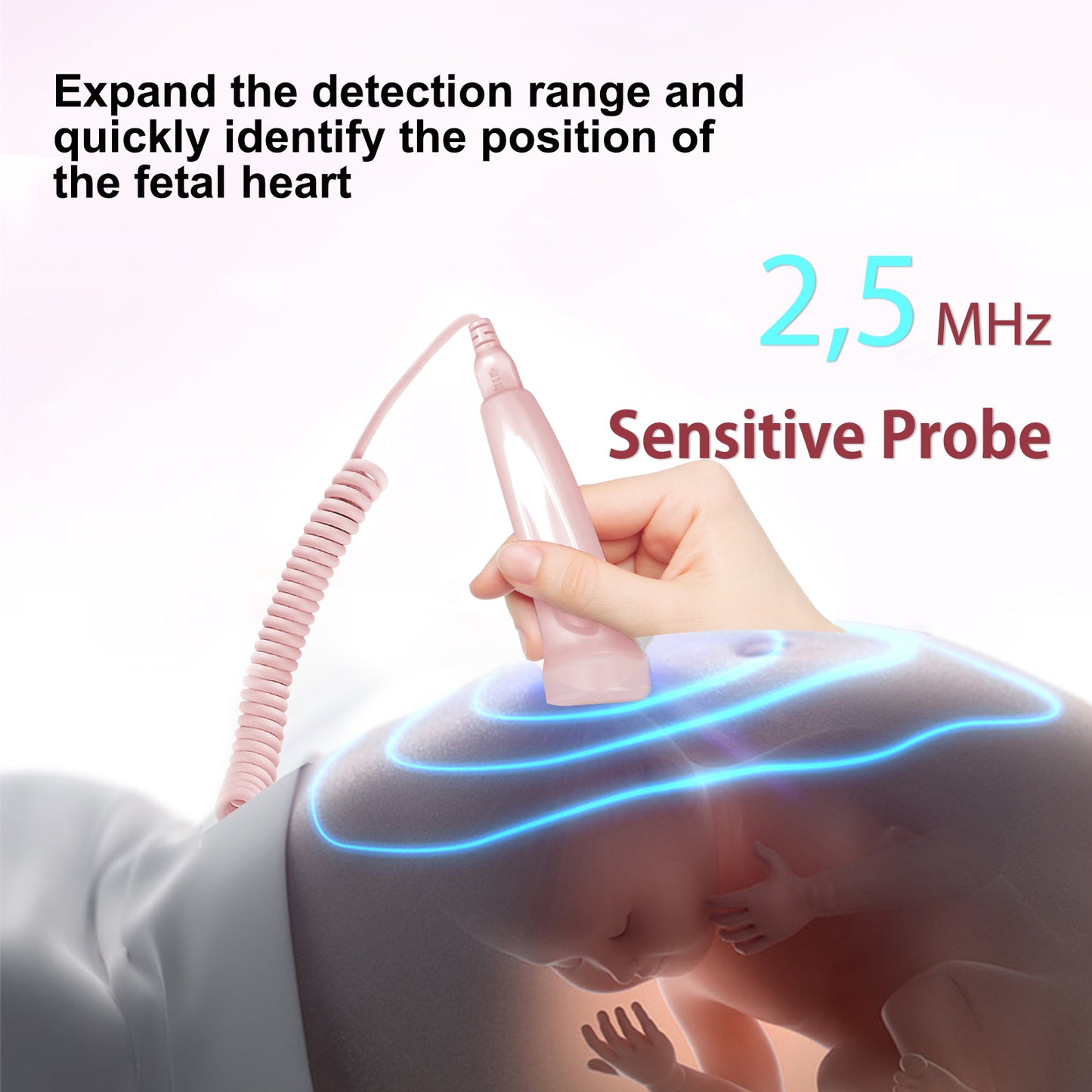 Fetal doppler for Home Use, Portable Health Assistant, High Definition Display