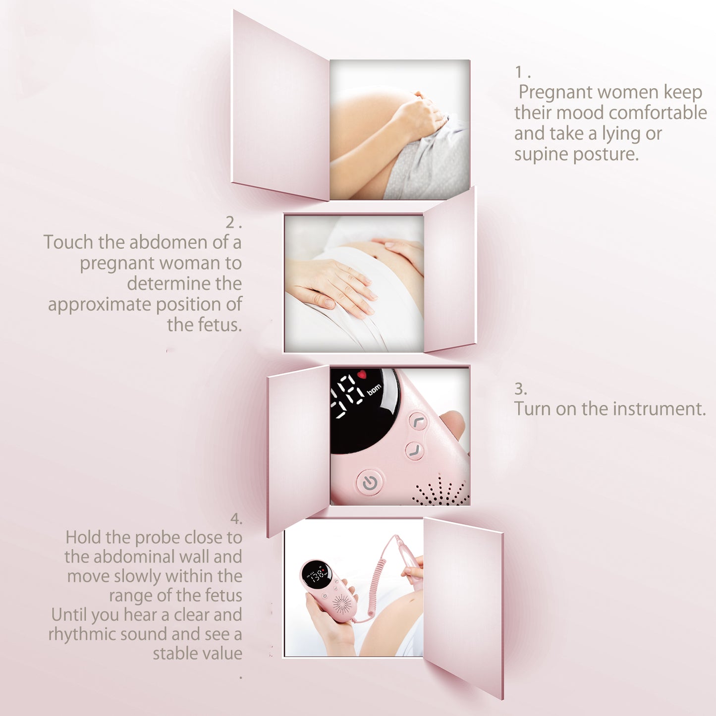 Fetal doppler for Home Use, Portable Health Assistant, High Definition Display